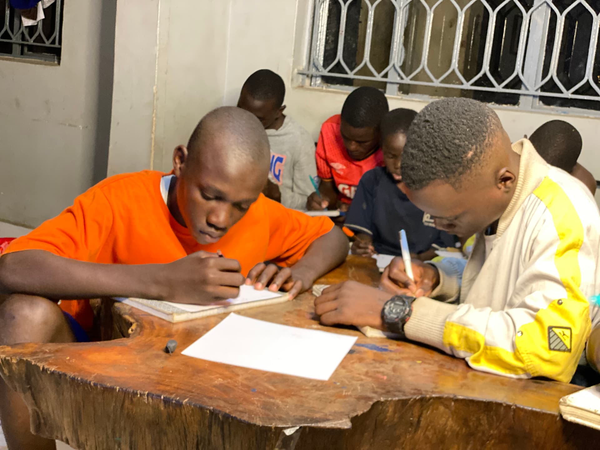Boys studying together at the residence